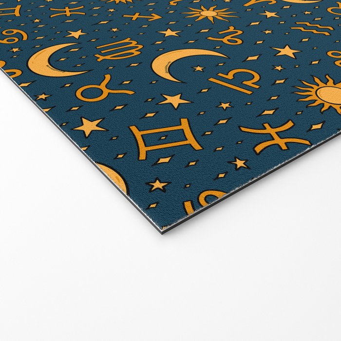 Zodiac Sun and Star Print in Navy Welcome Mat Gallery Image 2