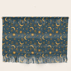 Zodiac Sun and Star Print in Navy Wall Hanging Gallery Image 1