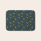Zodiac Sun and Star Print in Navy Bath Mat Gallery Image 1