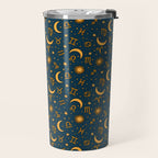 Zodiac Sun and Star Print in Navy Travel Mug Gallery Image 2