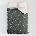 Zodiac Sun and Star Print in Navy Duvet Cover Gallery Image 6