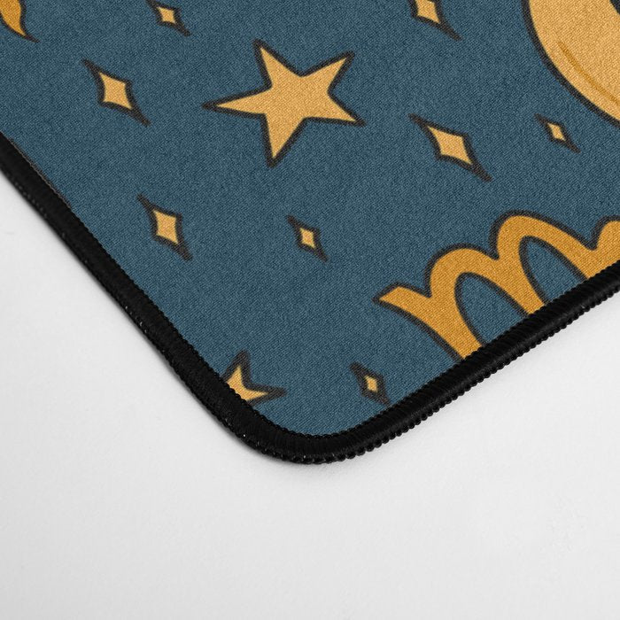 Zodiac Sun and Star Print in Navy Desk Mat Gallery Image 4