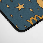 Zodiac Sun and Star Print in Navy Desk Mat Gallery Image 4