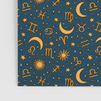 Zodiac Sun and Star Print in Navy Poster Gallery Image 3
