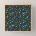 Zodiac Sun and Star Print in Navy Mini Art Print Gallery Image 1
