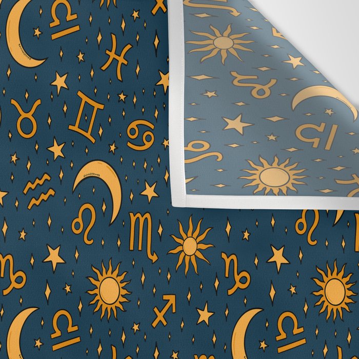 Zodiac Sun and Star Print in Navy Wall Tapestry Gallery Image 3