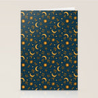 Zodiac Sun and Star Print in Navy Stationery Card Gallery Image 2