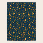 Zodiac Sun and Star Print in Navy Poster Gallery Image 4