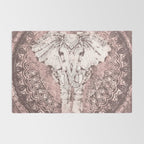 Bohemian, Elephant, Mandala, Blush, Moon Rug Gallery Image 2