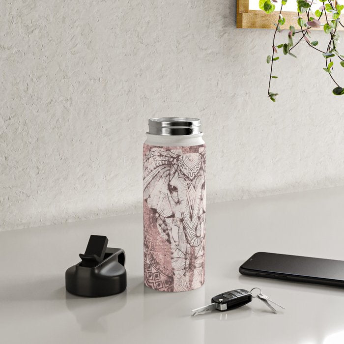 Bohemian, Elephant, Mandala, Blush, Moon Water Bottle Gallery Image 4
