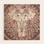 Bohemian, Elephant, Mandala, Blush, Moon Wood Wall Art Gallery Image 1