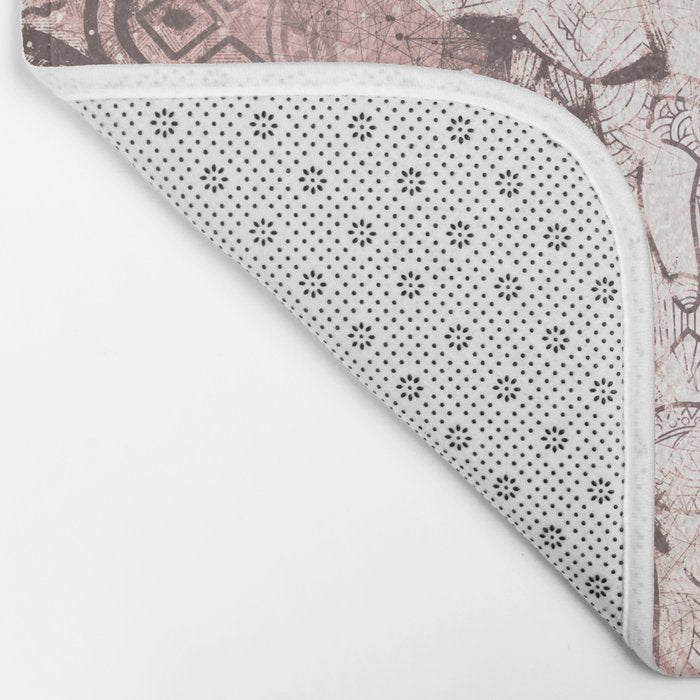 Bohemian, Elephant, Mandala, Blush, Moon Bath Mat Gallery Image 2
