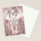 Bohemian, Elephant, Mandala, Blush, Moon Stationery Card Gallery Image 2