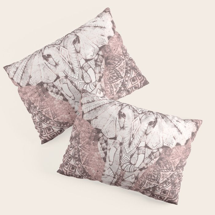Bohemian, Elephant, Mandala, Blush, Moon Pillow Sham Gallery Image 3
