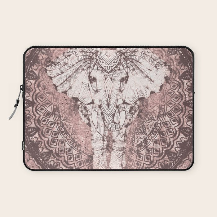 Bohemian, Elephant, Mandala, Blush, Moon Laptop Sleeve Gallery Image 1