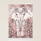 Bohemian, Elephant, Mandala, Blush, Moon Stationery Card Gallery Image 2