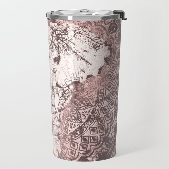Bohemian, Elephant, Mandala, Blush, Moon Travel Mug Gallery Image 2