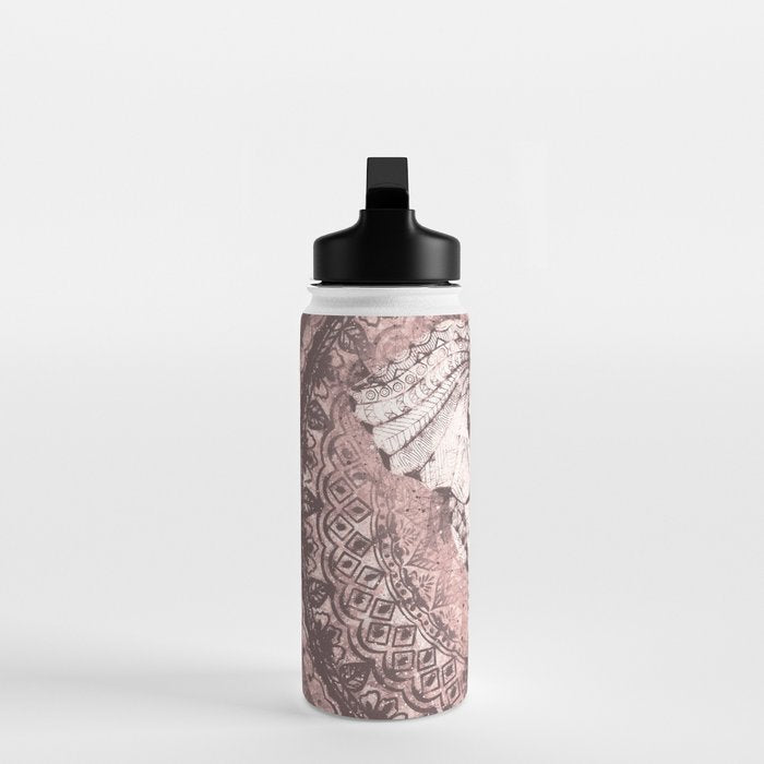 Bohemian, Elephant, Mandala, Blush, Moon Water Bottle Gallery Image 3