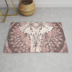 Bohemian, Elephant, Mandala, Blush, Moon Rug Gallery Image 1