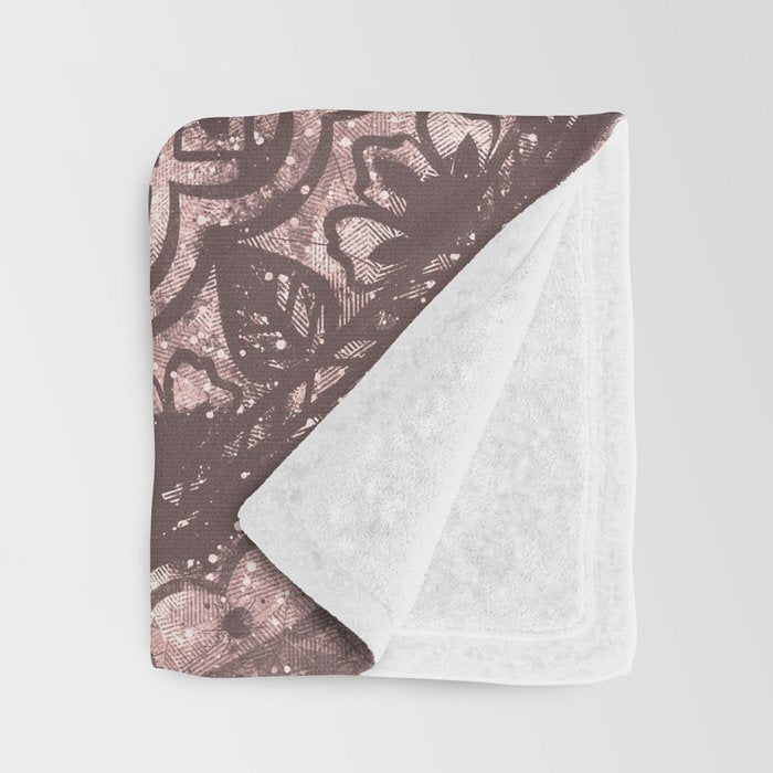 Bohemian, Elephant, Mandala, Blush, Moon Throw Blanket Gallery Image 3