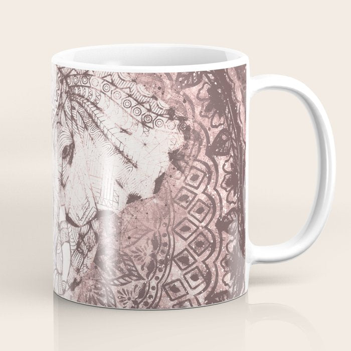 Bohemian, Elephant, Mandala, Blush, Moon Coffee Mug Gallery Image 1