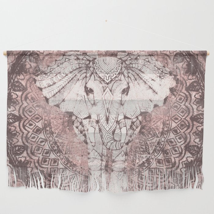 Bohemian, Elephant, Mandala, Blush, Moon Wall Hanging Gallery Image 1