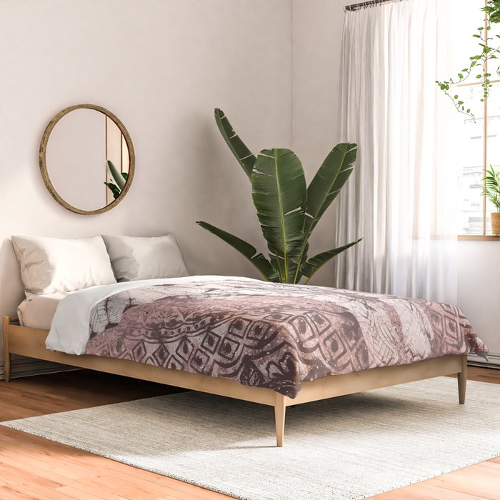 Bohemian, Elephant, Mandala, Blush, Moon Comforter Gallery Image 2