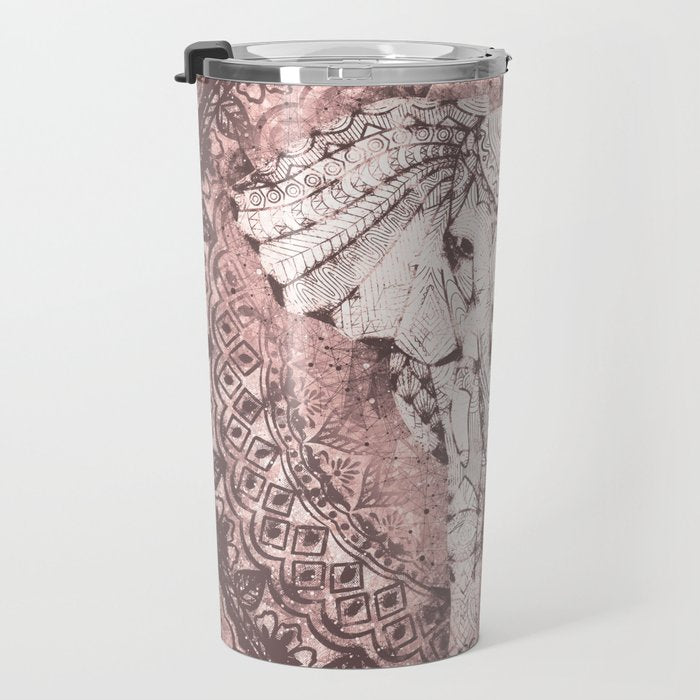 Bohemian, Elephant, Mandala, Blush, Moon Travel Mug Gallery Image 3
