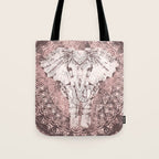 Bohemian, Elephant, Mandala, Blush, Moon Tote Bag Gallery Image 1