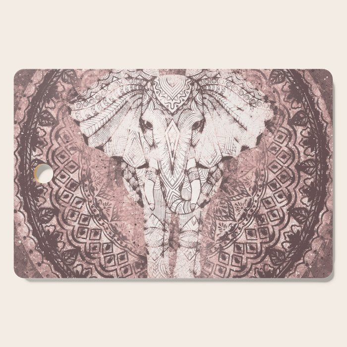 Bohemian, Elephant, Mandala, Blush, Moon Cutting Board Gallery Image 1