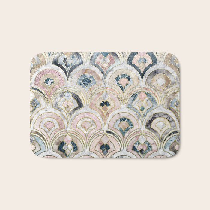 Art Deco Marble Tiles in Soft Pastels Bath Mat Gallery Image 1