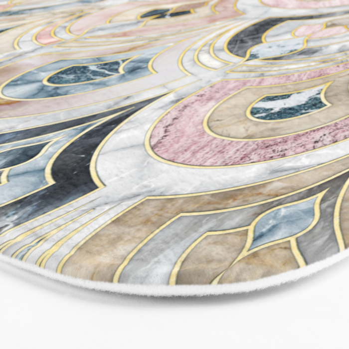 Art Deco Marble Tiles in Soft Pastels Bath Mat Gallery Image 3