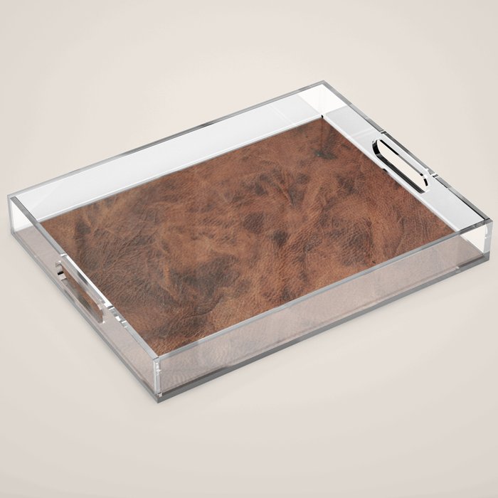 Old Tan Faux Leather Texture Acrylic Tray Gallery Image 1