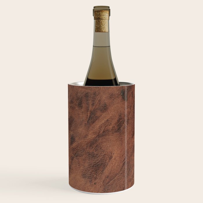 Old Tan Faux Leather Texture Wine Chiller Gallery Image 3