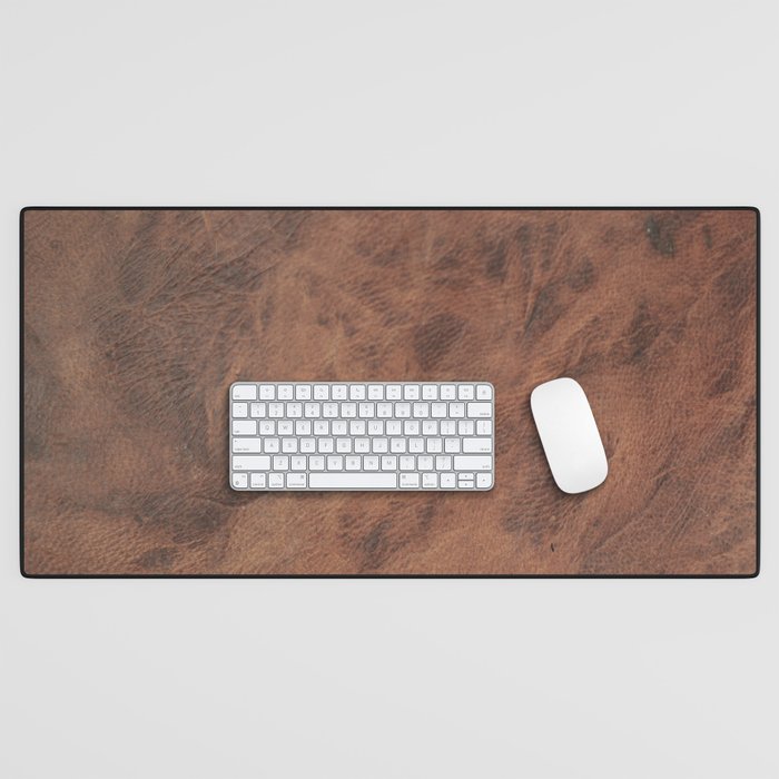 Old Tan Faux Leather Texture Desk Mat Gallery Image 1
