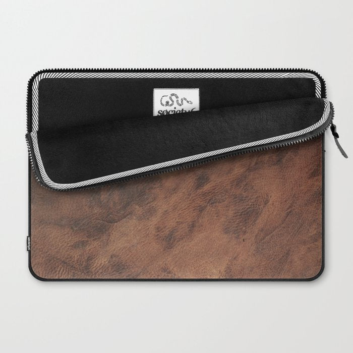 Old Tan Faux Leather Texture Laptop Sleeve Gallery Image 2