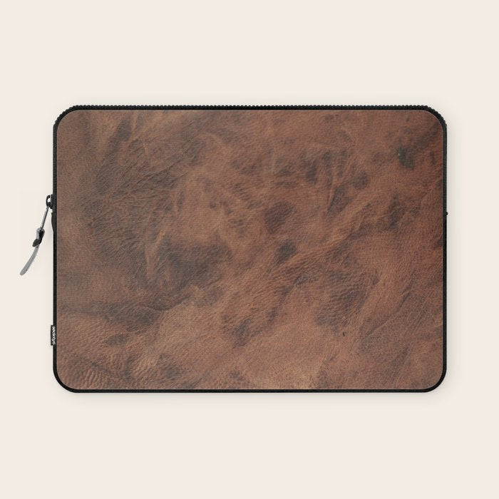 Old Tan Faux Leather Texture Laptop Sleeve Gallery Image 1