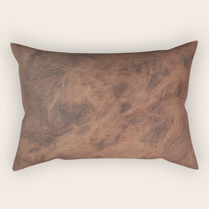 Old Tan Faux Leather Texture Rectangular Pillow Gallery Image 1