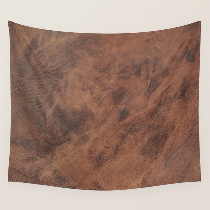 Old Tan Faux Leather Texture Wall Tapestry Gallery Image 4