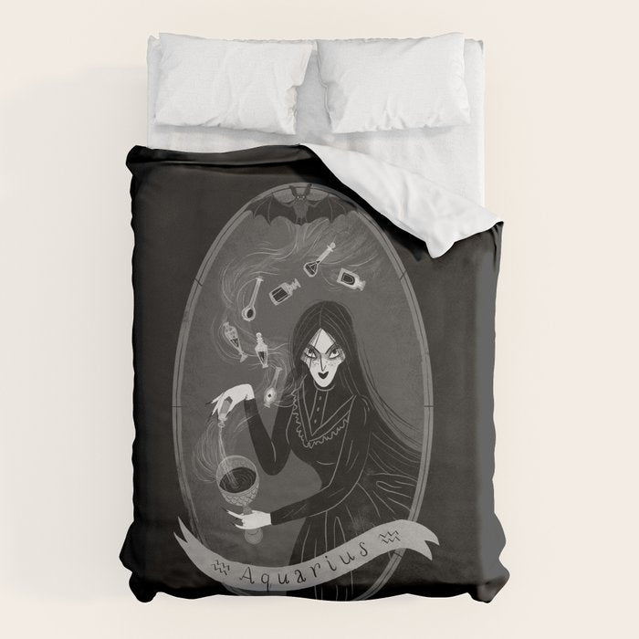 Aquarius Witchy Zodiac Duvet Cover Gallery Image 1