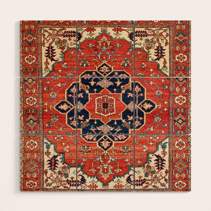 Heriz Bilverdi Azerbaijan Northwest Persian Rug Print Wood Wall Art Gallery Image 1