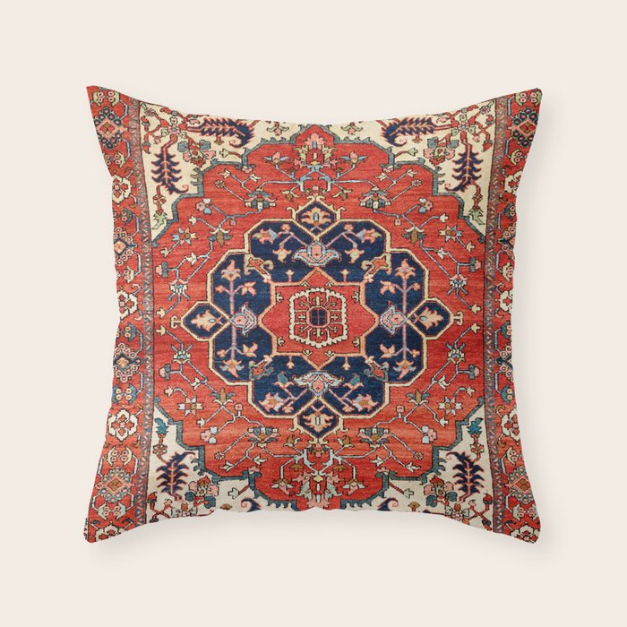 Heriz Bilverdi Azerbaijan Northwest Persian Rug Print Throw Pillow Gallery Image 1