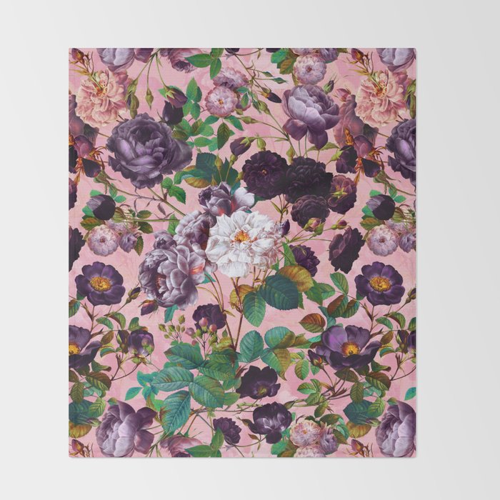 Rose Pink Garden Throw Blanket Gallery Image 2