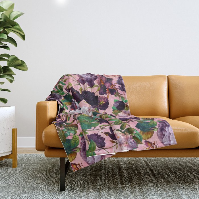 Rose Pink Garden Throw Blanket Gallery Image 1
