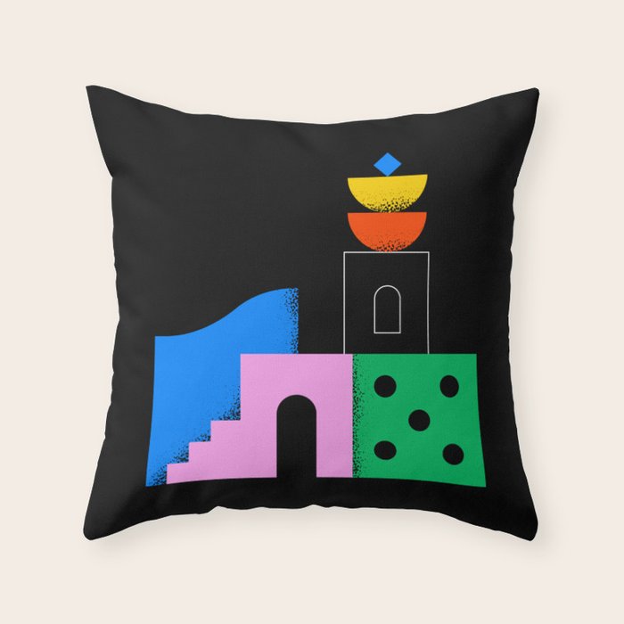 Colorful trendy geometric art illustration Throw Pillow Gallery Image 6