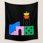 Colorful trendy geometric art illustration Wall Tapestry Gallery Image 4