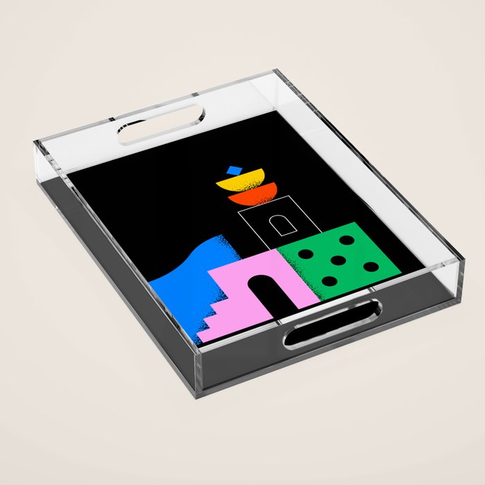 Colorful trendy geometric art illustration Acrylic Tray Gallery Image 1