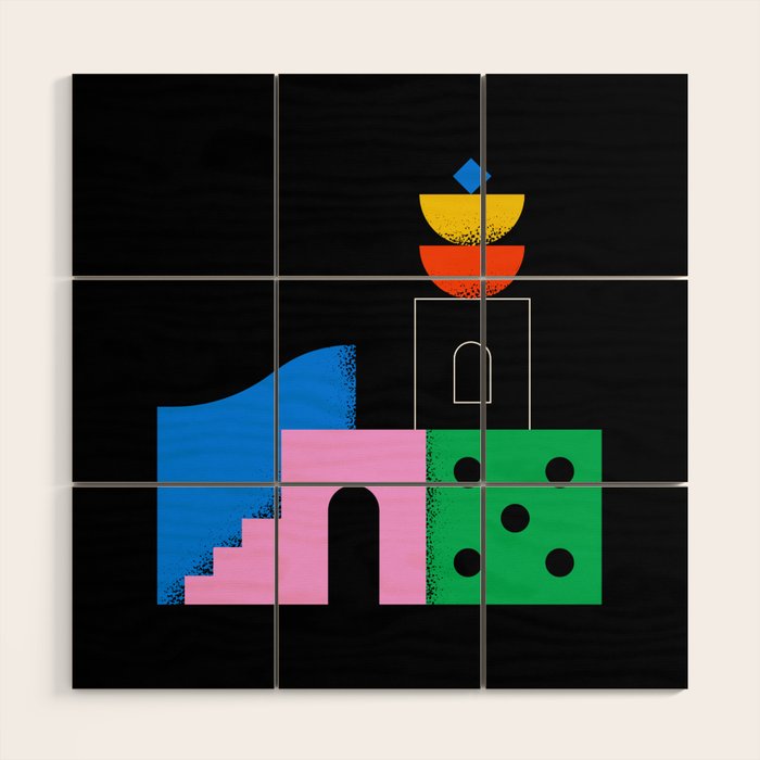 Colorful trendy geometric art illustration Wood Wall Art Gallery Image 1