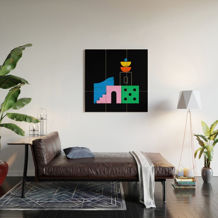 Colorful trendy geometric art illustration Wood Wall Art Gallery Image 2