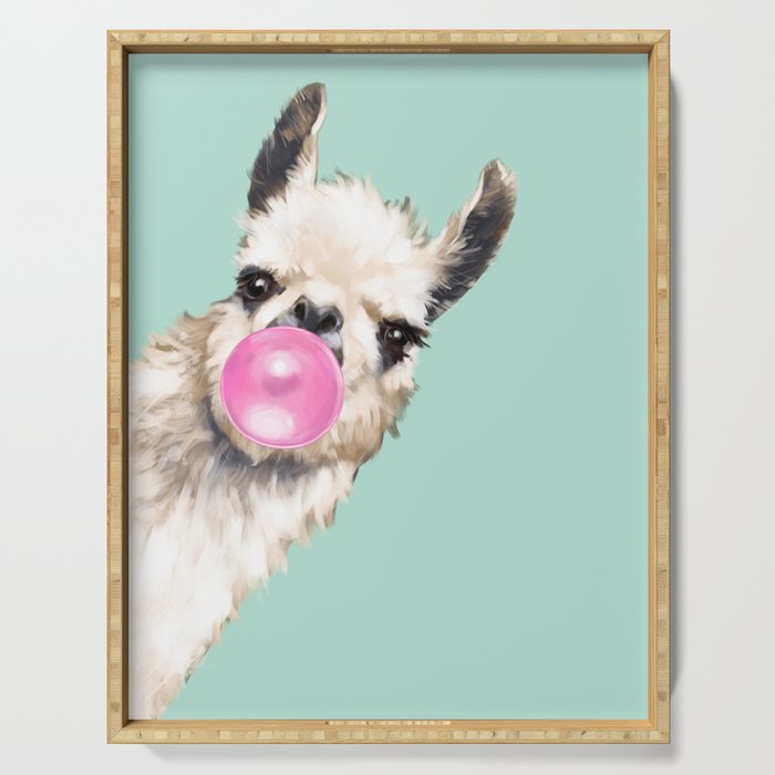 Bubble Gum Sneaky Llama in Green Serving Tray Gallery Image 1